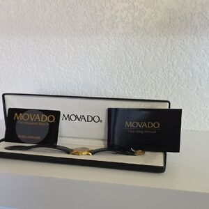 Movado Museum Watch with Gold Case and Black Band